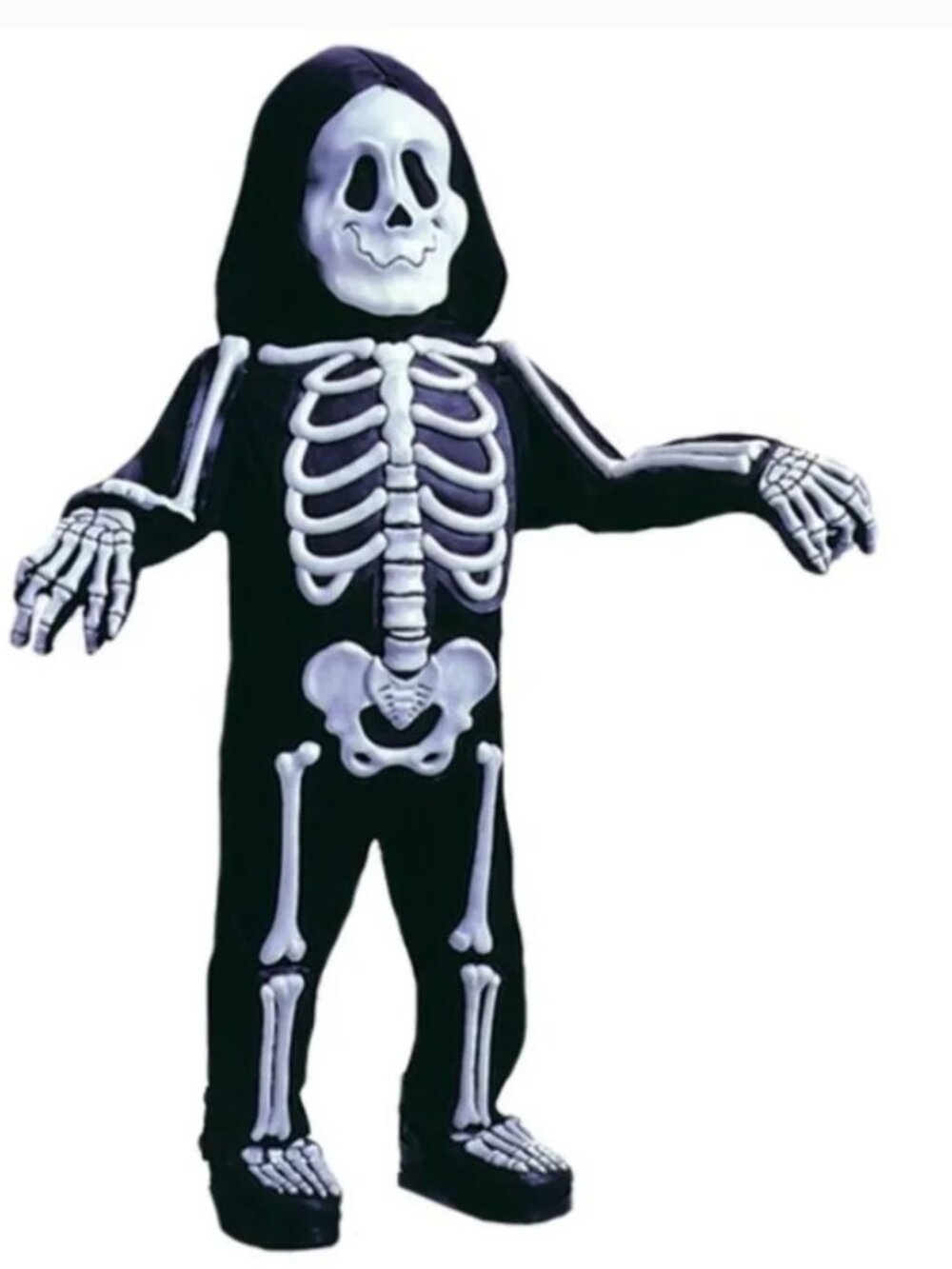 Skelebones Halloween Costume 4/6 Skeleton White 3-D 6 Pc Jumpsuit Boys Toddler